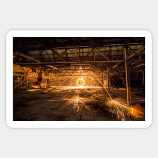 Steel Wool Spinning at an abandoned warehouse in Yarraville Sticker